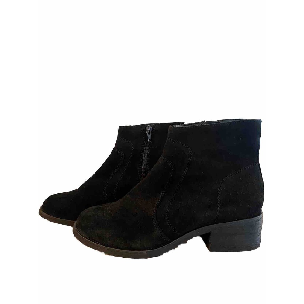 New Gibson Latimer Black Leather Ankle Boots Side Zip Heeled Booties Women’s 6.5